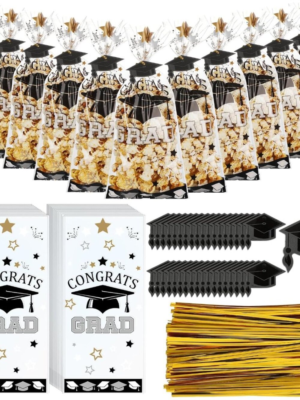 150 Set Graduation Cellophane Treat Bags Bulk